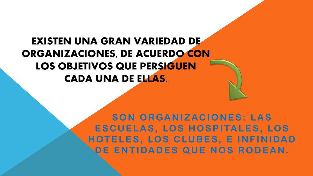 Existen una gran variedad de organizaciones, de acuerdo con los objetivos que persiguen cada una de ellas.
