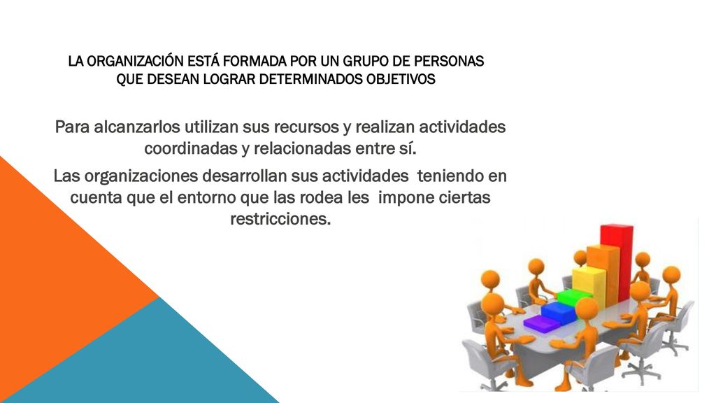 La organización está formada por un grupo de personas que desean lograr determinados objetivos
