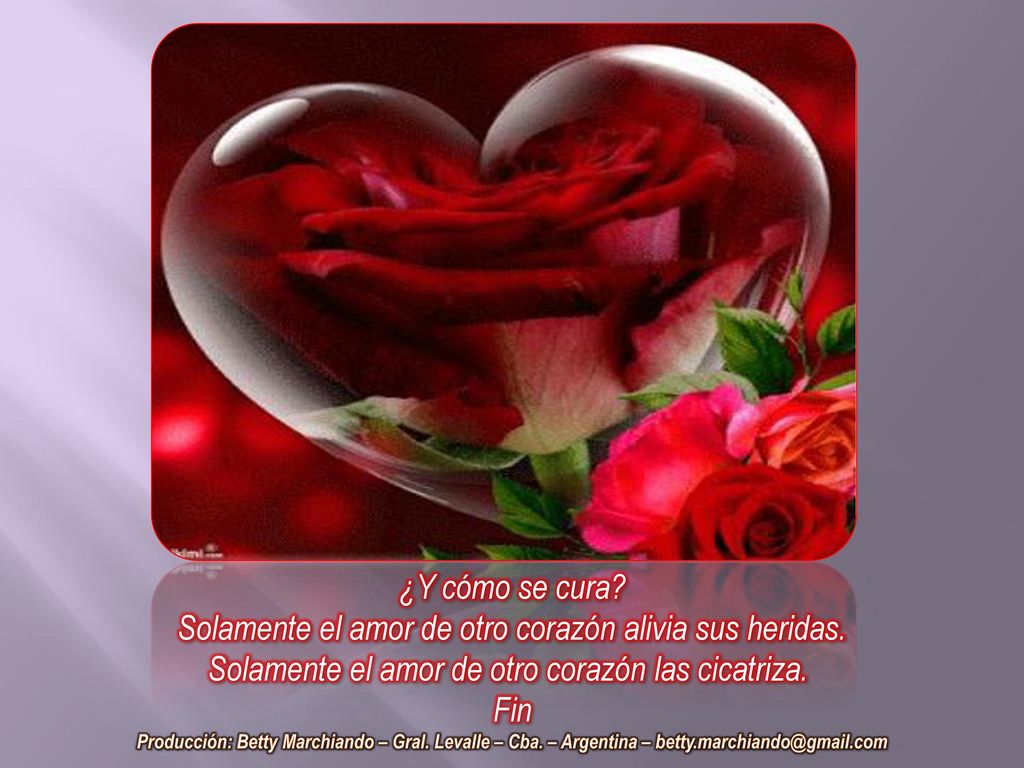 ¿Y cómo se cura. Solamente el amor de otro corazón alivia sus heridas