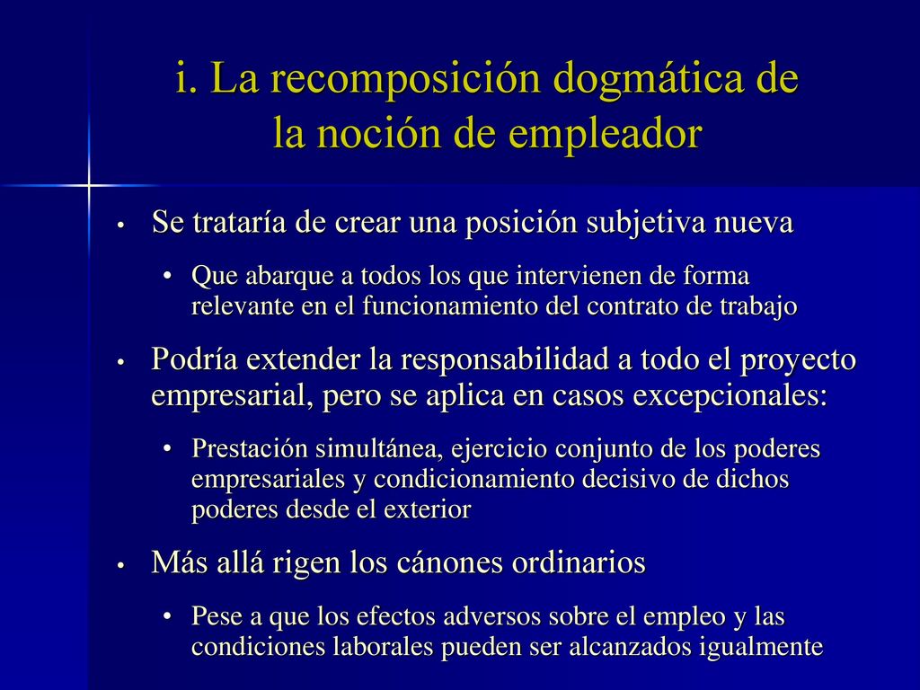 i. La recomposición dogmática de la noción de empleador