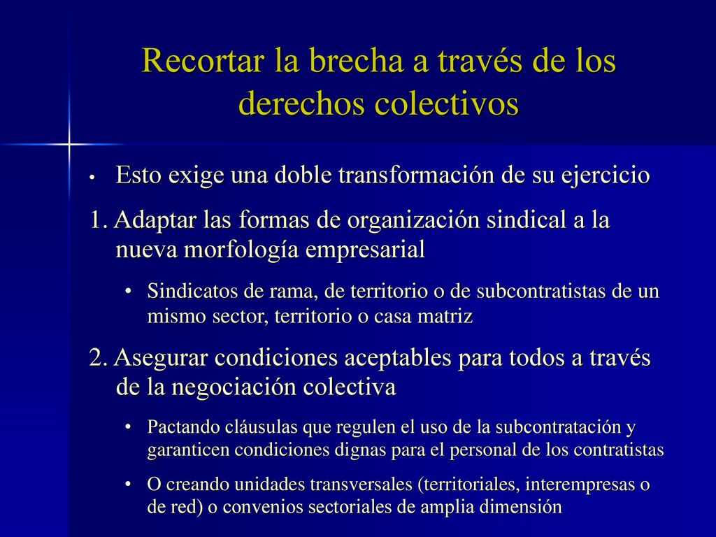 Recortar la brecha a través de los derechos colectivos