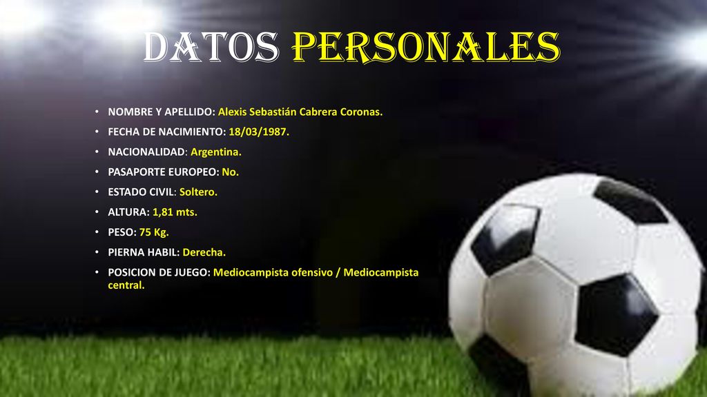 DATOS PERSONALES NOMBRE Y APELLIDO: Alexis Sebastián Cabrera Coronas.
