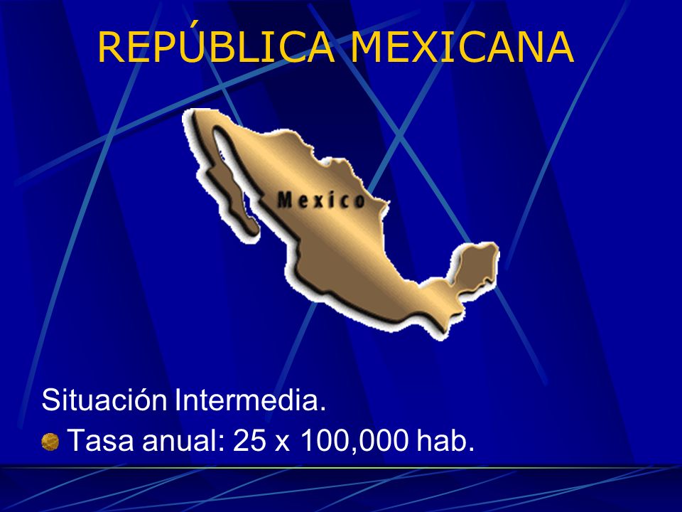 REPÚBLICA MEXICANA Situación Intermedia. Tasa anual: 25 x 100,000 hab.