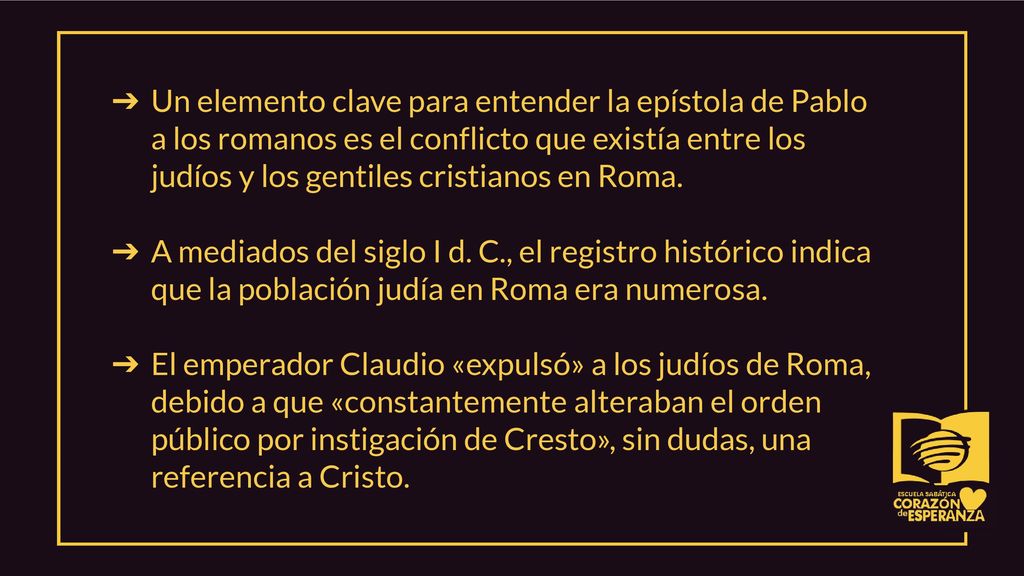 Un elemento clave para entender la epístola de Pablo a los romanos es el conflicto que existía entre los judíos y los gentiles cristianos en Roma.