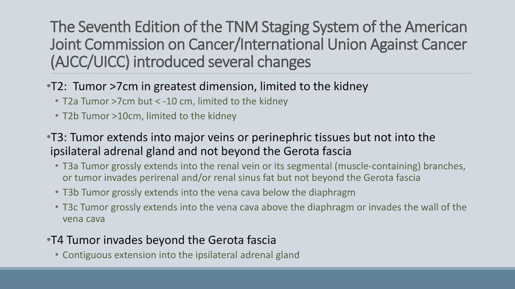 The Seventh Edition of the TNM Staging System of the American Joint Commission on Cancer/International Union Against Cancer (AJCC/UICC) introduced several changes