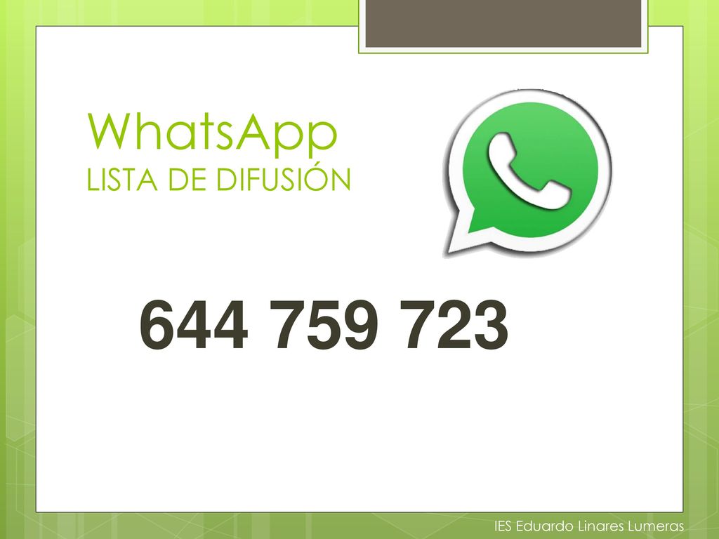 WhatsApp LISTA DE DIFUSIÓN