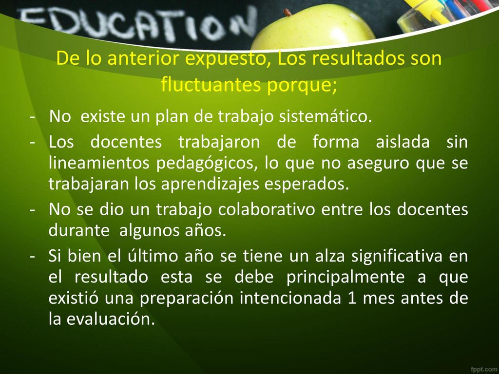 De lo anterior expuesto, Los resultados son fluctuantes porque;