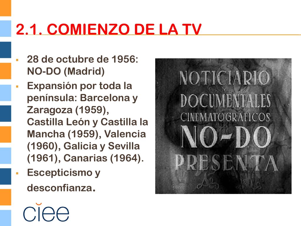2.1. Comienzo de la TV 28 de octubre de 1956: NO-DO (Madrid)