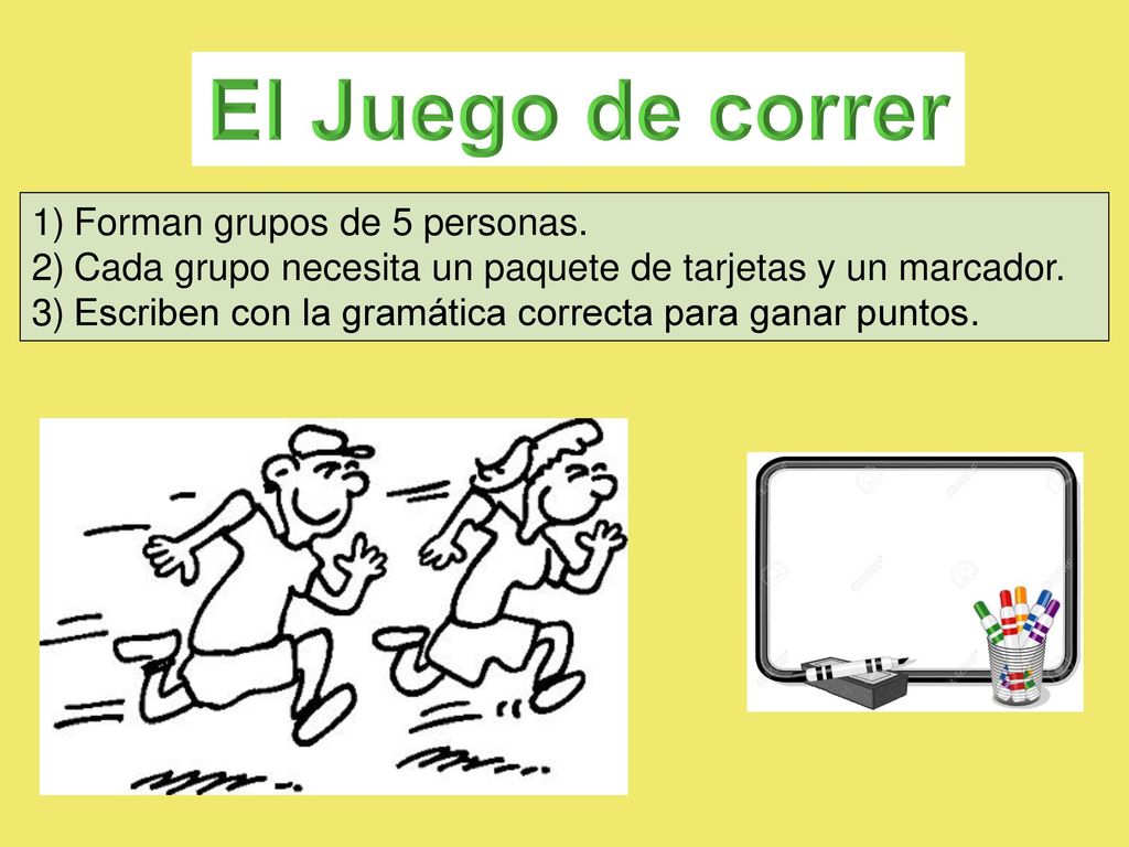 El Juego de correr Forman grupos de 5 personas.