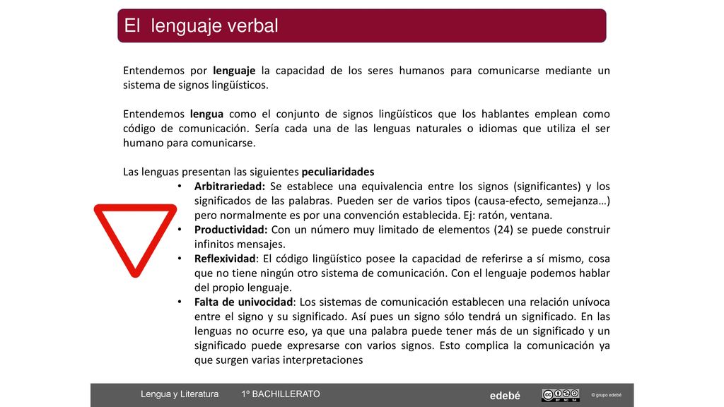 El lenguaje verbal Entendemos por lenguaje la capacidad de los seres humanos para comunicarse mediante un sistema de signos lingüísticos.