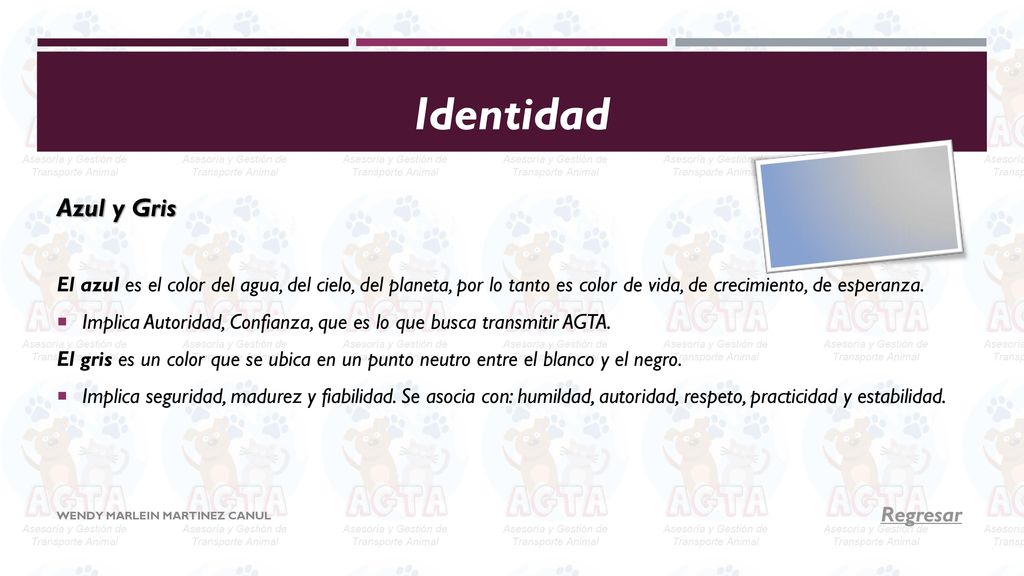 Identidad Azul y Gris. El azul es el color del agua, del cielo, del planeta, por lo tanto es color de vida, de crecimiento, de esperanza.