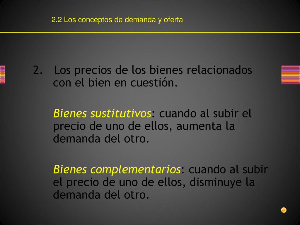 2. Los precios de los bienes relacionados con el bien en cuestión.