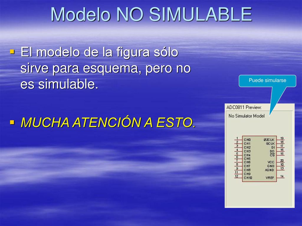 Modelo NO SIMULABLE El modelo de la figura sólo sirve para esquema, pero no es simulable. MUCHA ATENCIÓN A ESTO.
