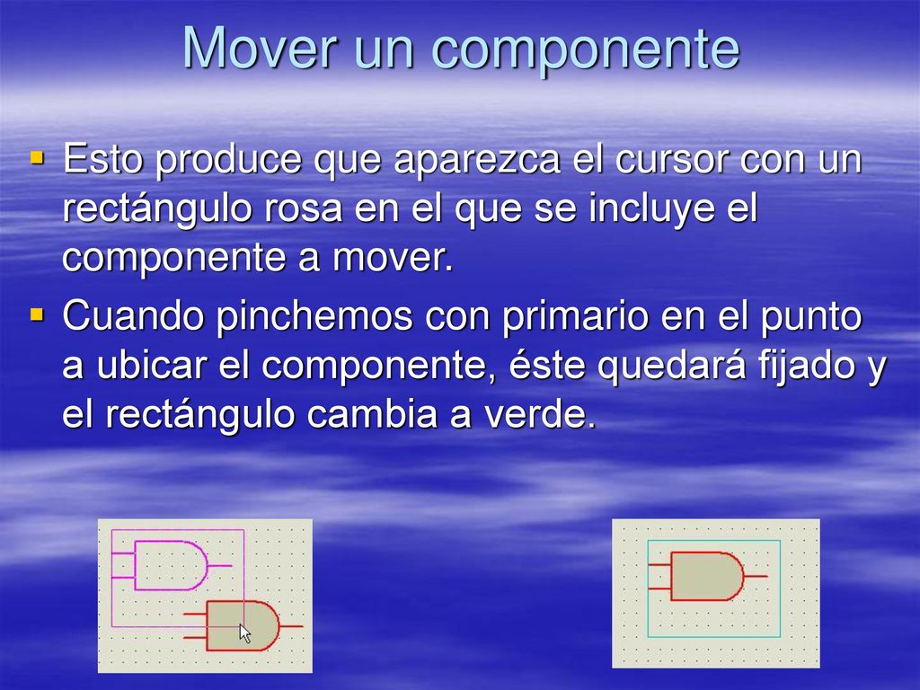 Mover un componente Esto produce que aparezca el cursor con un rectángulo rosa en el que se incluye el componente a mover.