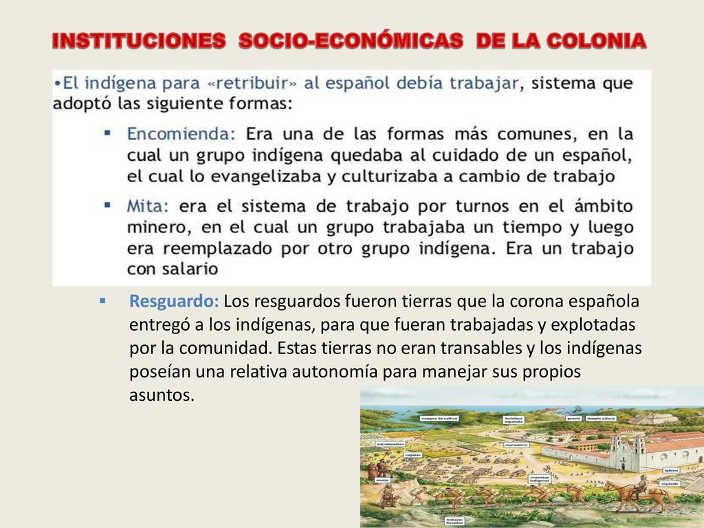 Resguardo: Los resguardos fueron tierras que la corona española entregó a los indígenas, para que fueran trabajadas y explotadas por la comunidad.