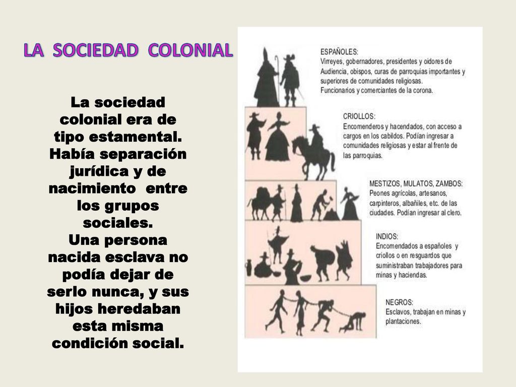 La sociedad colonial era de tipo estamental
