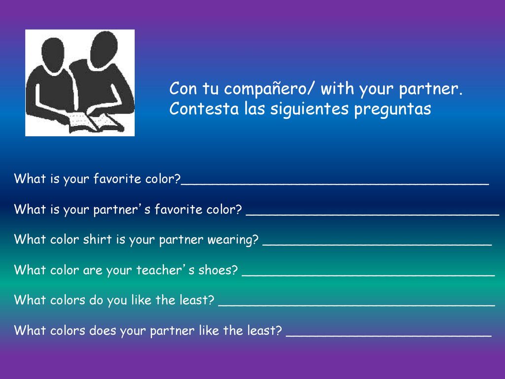 Con tu compañero/ with your partner. Contesta las siguientes preguntas