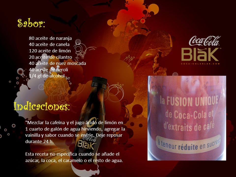 Sabor: Indicaciones: 80 aceite de naranja 40 aceite de canela