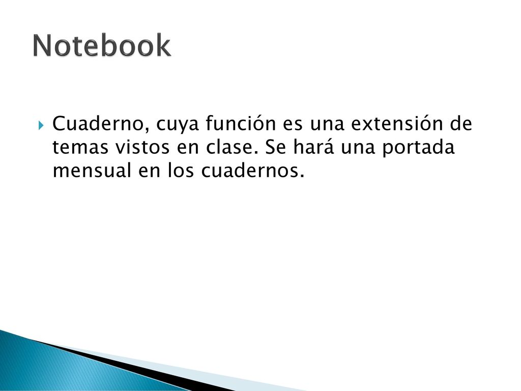 Notebook Cuaderno, cuya función es una extensión de temas vistos en clase.