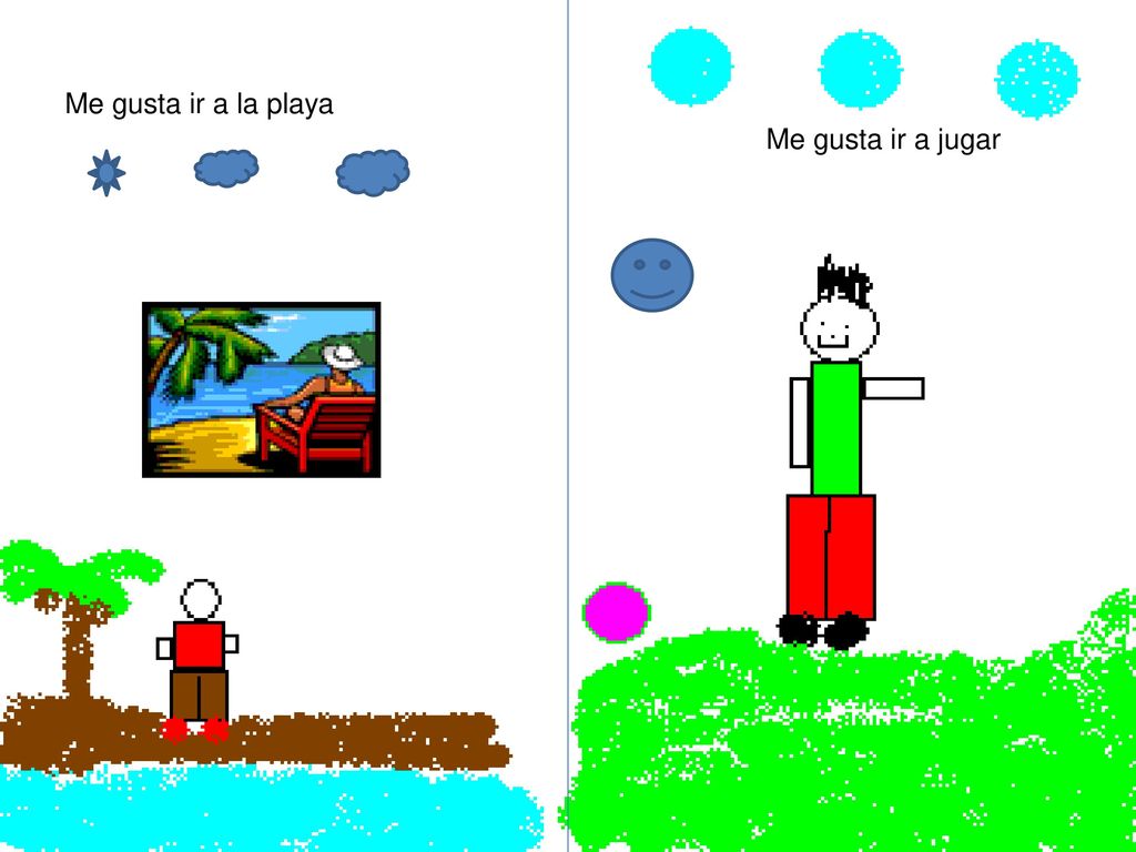 Me gusta ir a la playa Me gusta ir a jugar ¿Qué pasa aquí