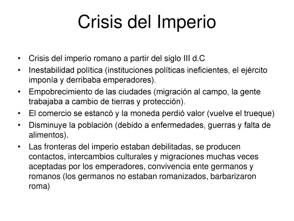 Crisis del Imperio Crisis del imperio romano a partir del siglo III d.C.