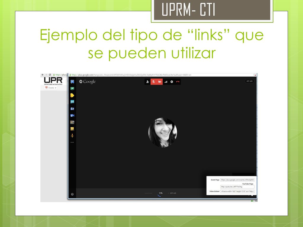 Ejemplo del tipo de links que se pueden utilizar