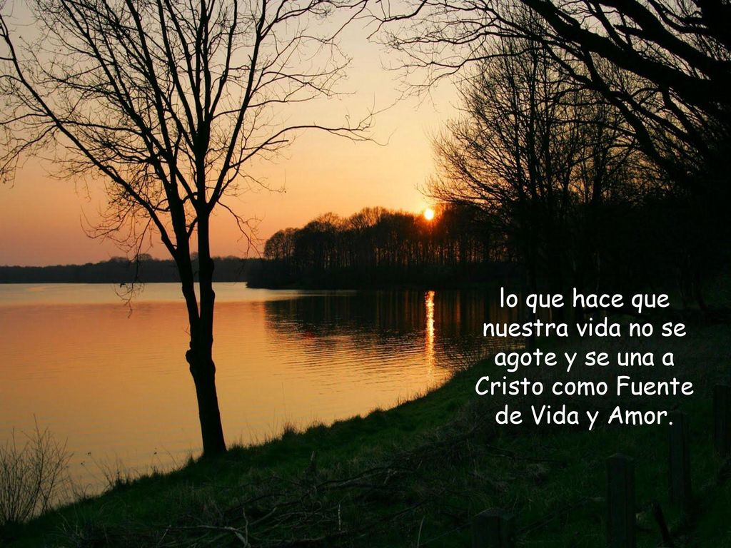 lo que hace que nuestra vida no se agote y se una a Cristo como Fuente de Vida y Amor.