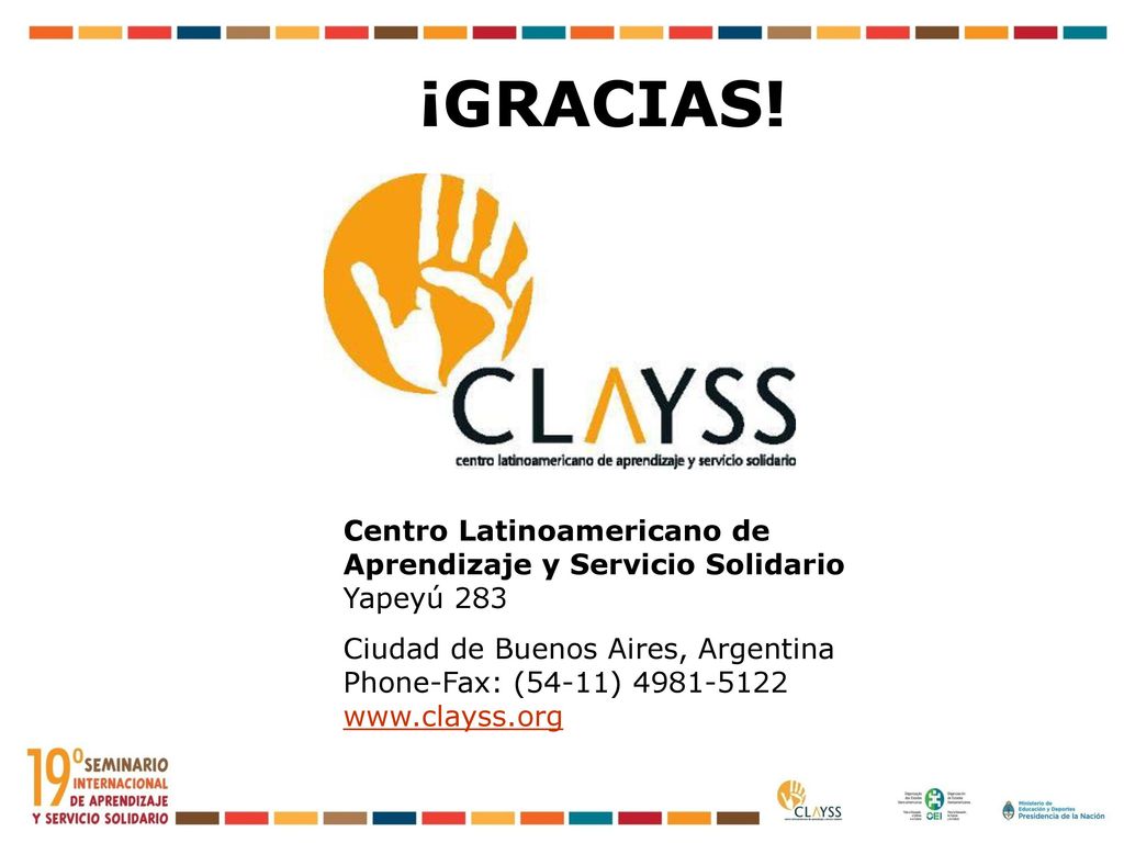 ¡GRACIAS! Centro Latinoamericano de Aprendizaje y Servicio Solidario Yapeyú 283.