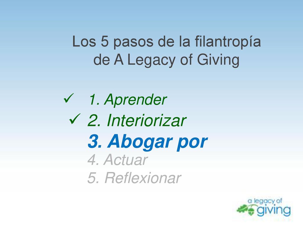 Los 5 pasos de la filantropía de A Legacy of Giving