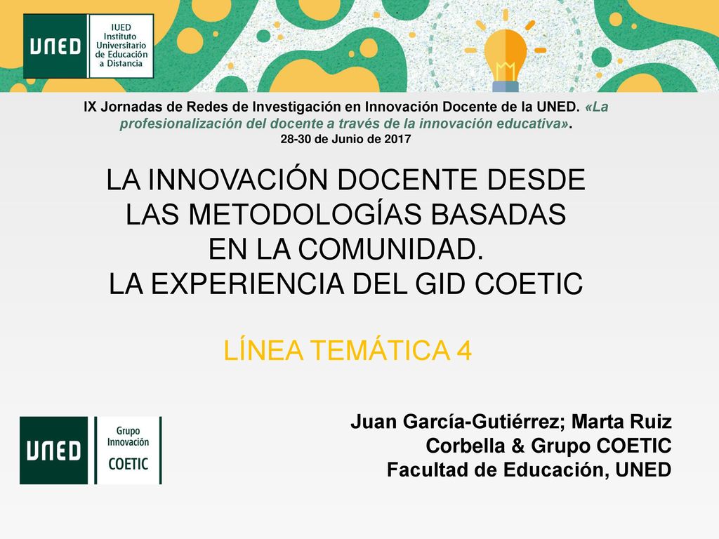 IX Jornadas de Redes de Investigación en Innovación Docente de la UNED