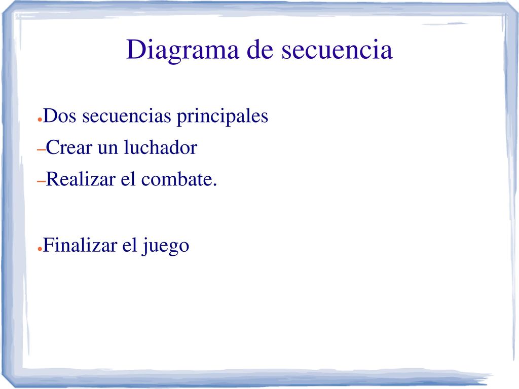 Diagrama de secuencia Dos secuencias principales Crear un luchador