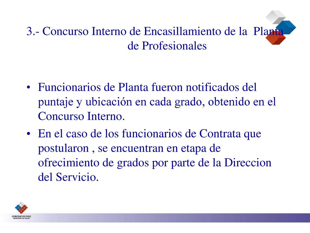 3.- Concurso Interno de Encasillamiento de la Planta de Profesionales