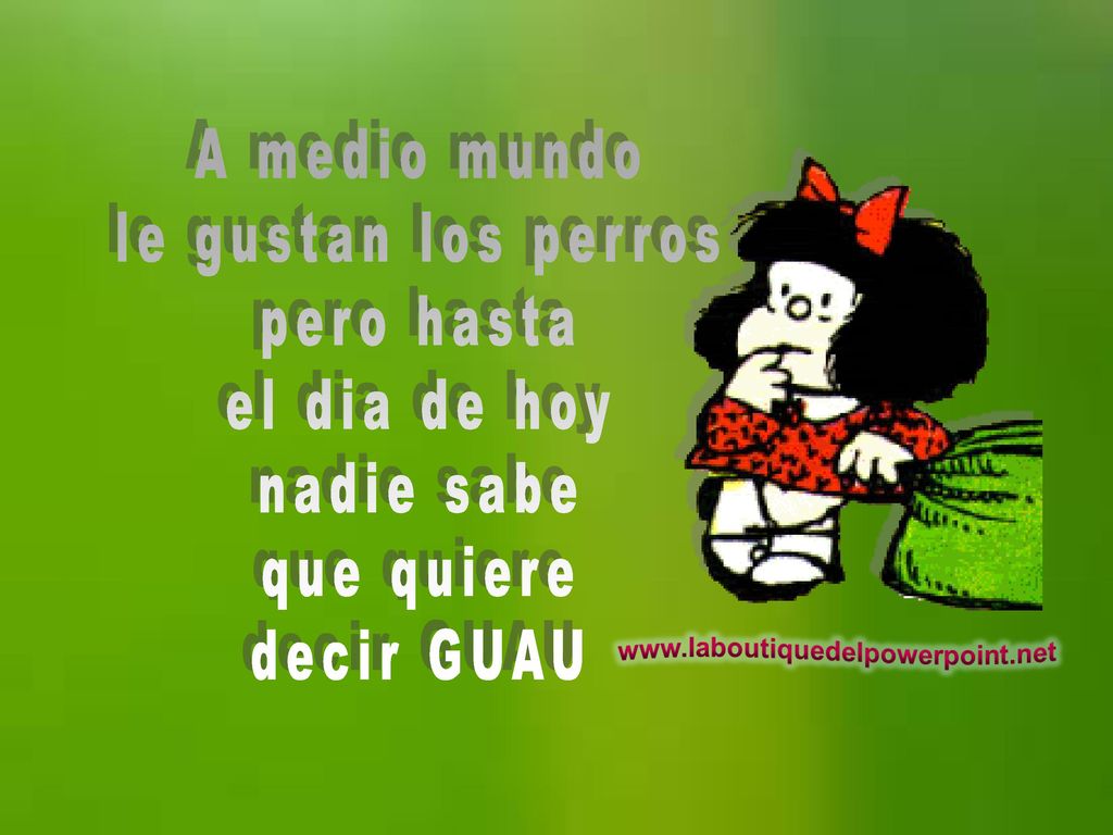 A medio mundo le gustan los perros pero hasta el dia de hoy nadie sabe que quiere decir GUAU