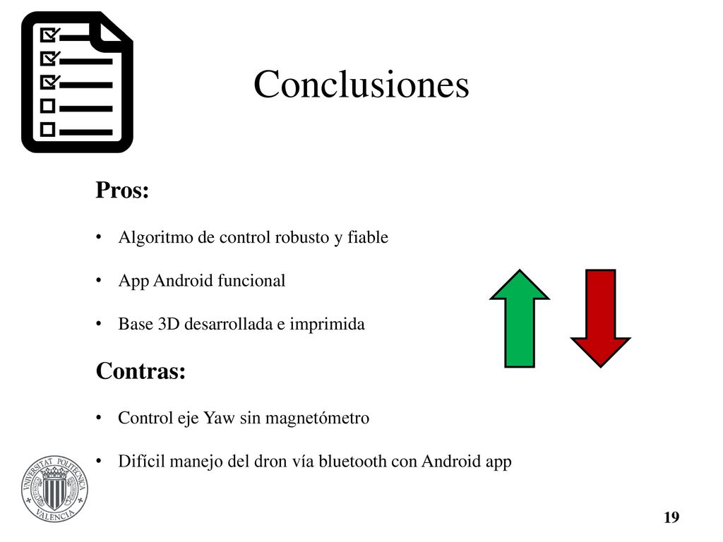 Conclusiones Pros: Contras: Algoritmo de control robusto y fiable