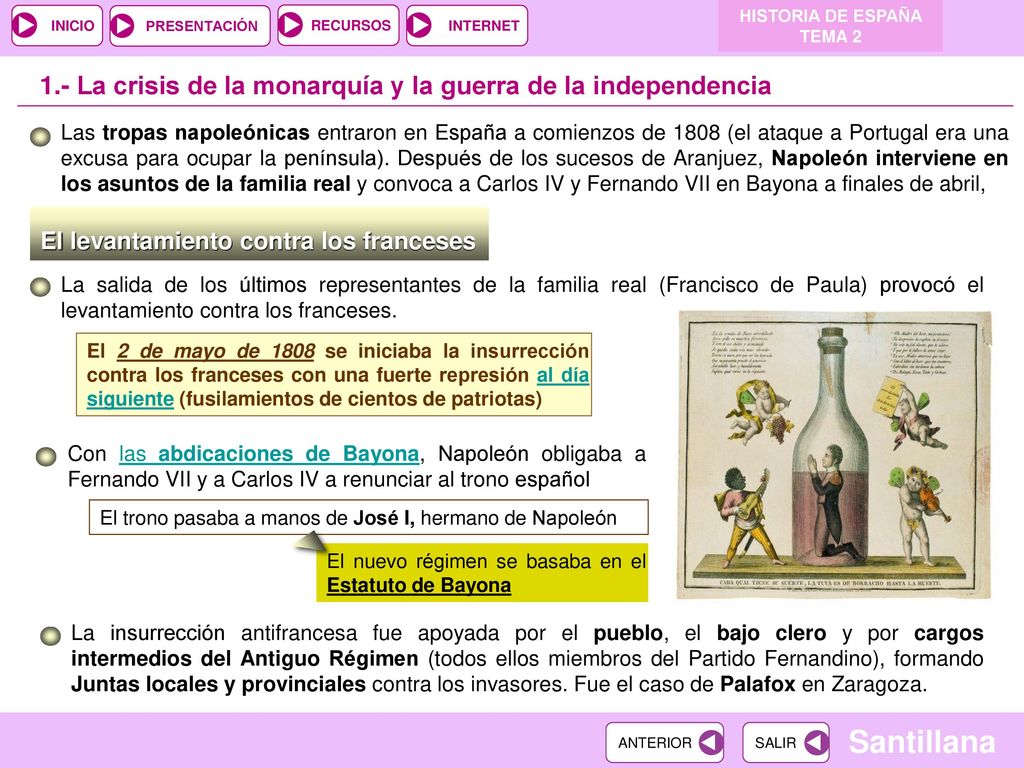 1.- La crisis de la monarquía y la guerra de la independencia