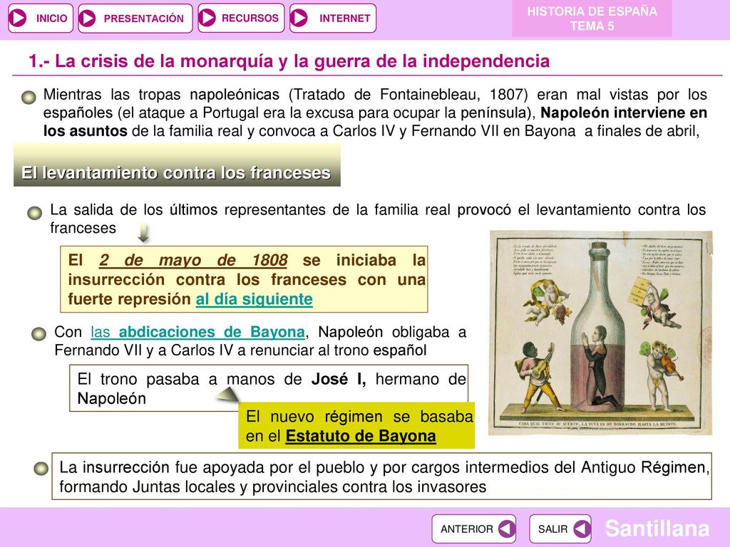 1.- La crisis de la monarquía y la guerra de la independencia
