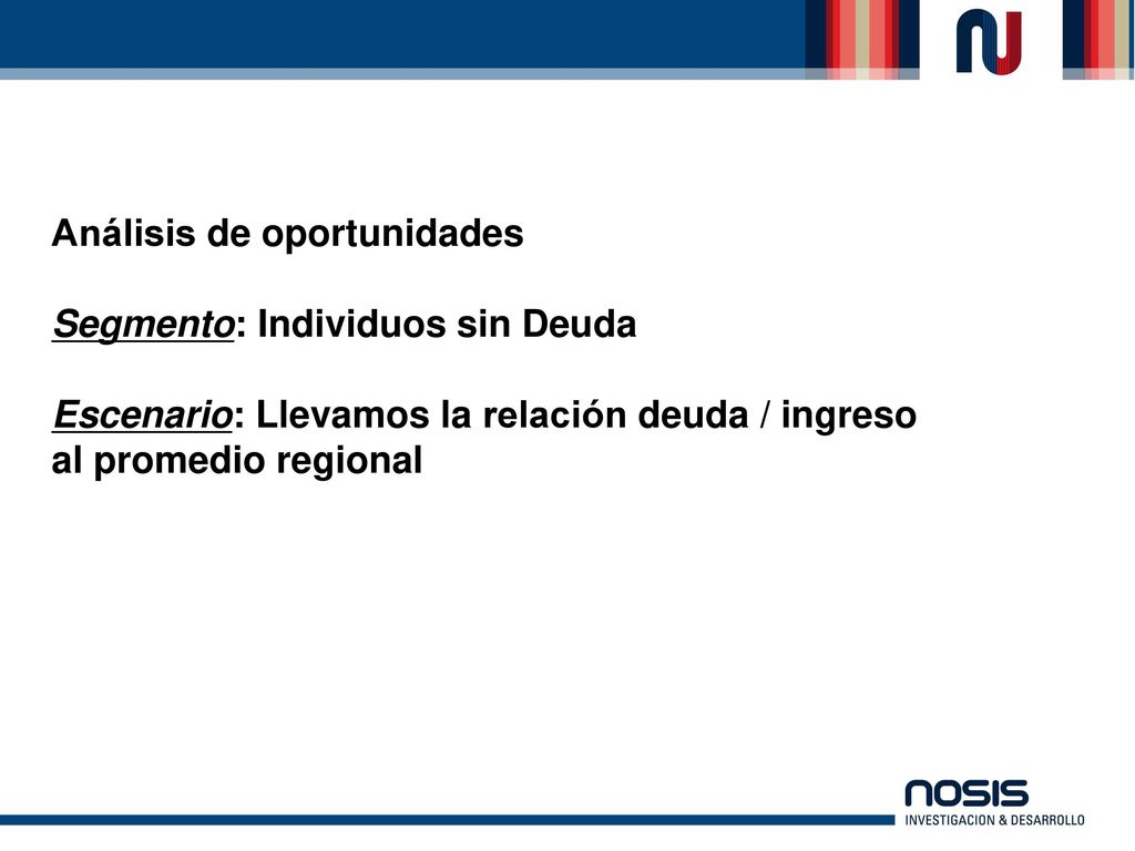 Análisis de oportunidades Segmento: Individuos sin Deuda Escenario: Llevamos la relación deuda / ingreso al promedio regional