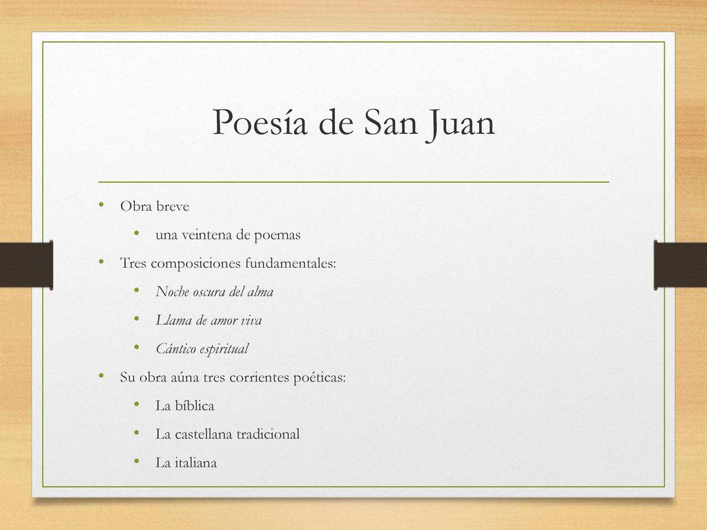 Poesía de San Juan Obra breve una veintena de poemas