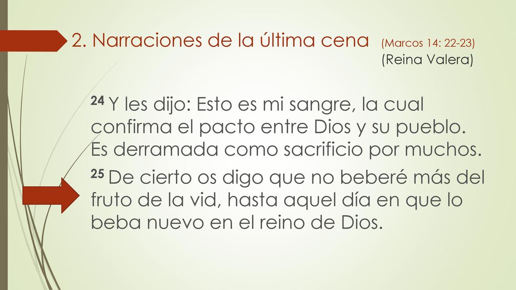 2. Narraciones de la última cena (Marcos 14: 22-23) (Reina Valera)