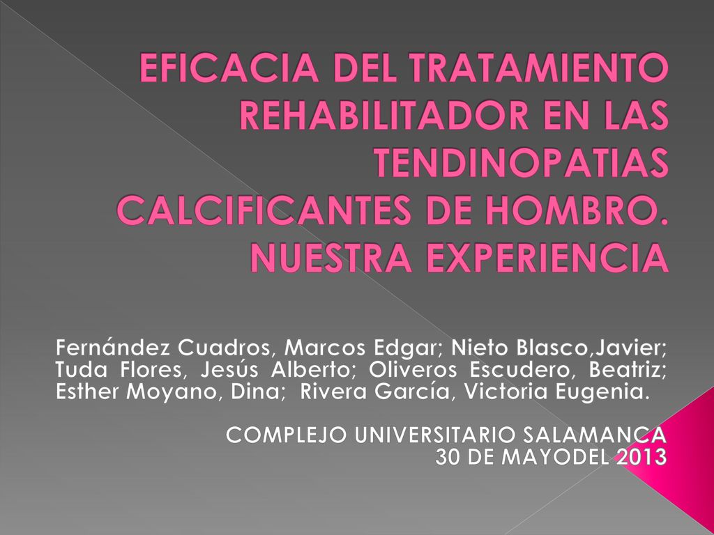 EFICACIA DEL TRATAMIENTO REHABILITADOR EN LAS TENDINOPATIAS CALCIFICANTES DE HOMBRO. NUESTRA EXPERIENCIA