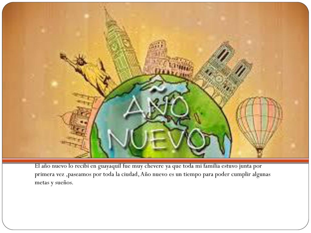 El año nuevo lo recibi en guayaquil fue muy chevere ya que toda mi familia estuvo junta por primera vez ,paseamos por toda la ciudad, Año nuevo es un tiempo para poder cumplir algunas metas y sueños.