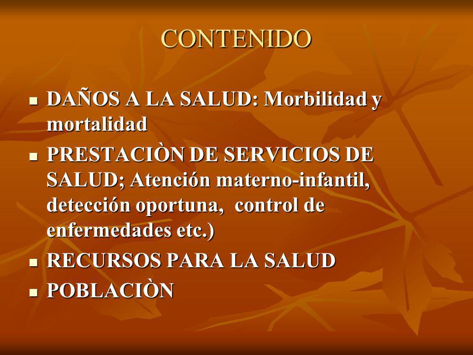 CONTENIDO DAÑOS A LA SALUD: Morbilidad y mortalidad