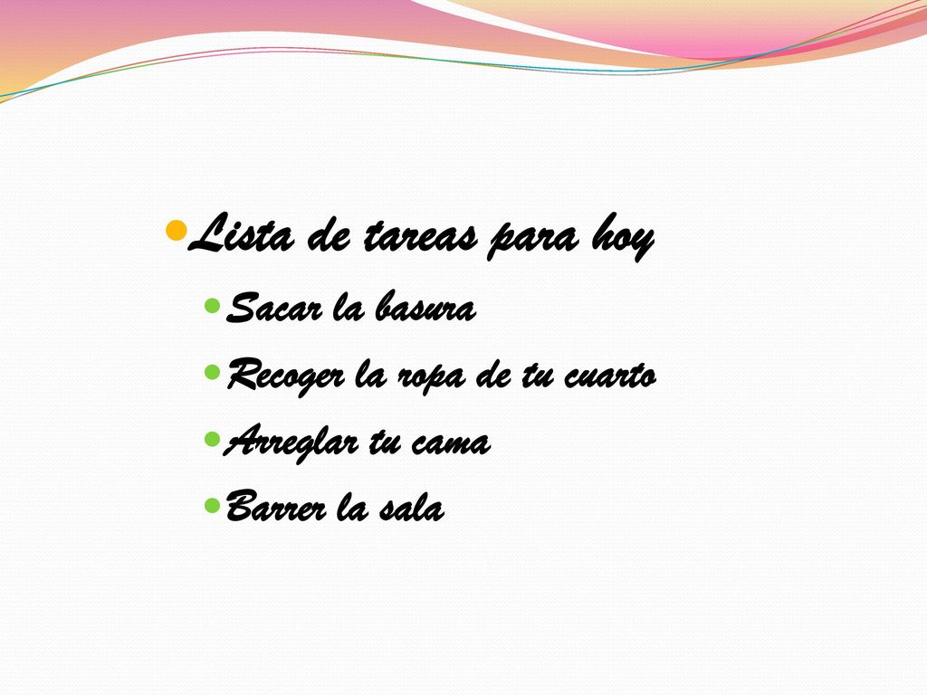 Lista de tareas para hoy