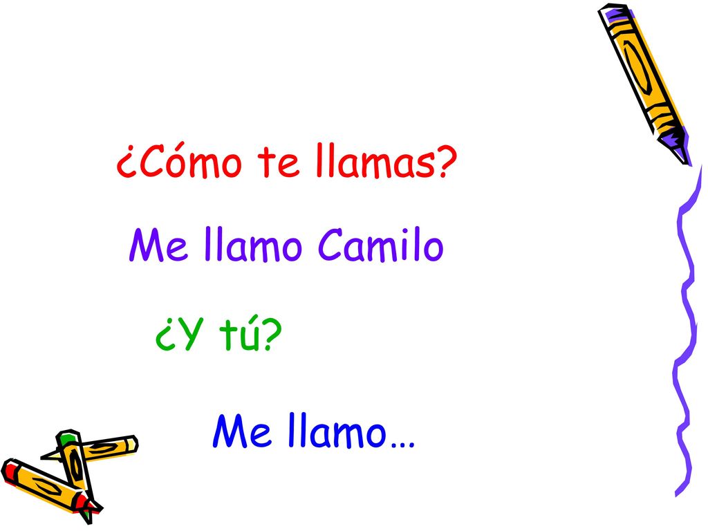 ¿Cómo te llamas Me llamo Camilo ¿Y tú Me llamo…