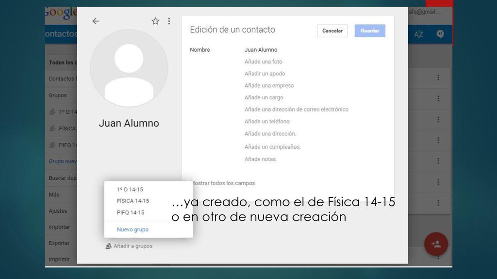 …ya creado, como el de Física o en otro de nueva creación