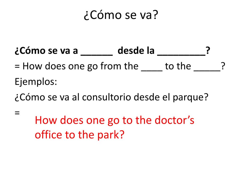 ¿Cómo se va How does one go to the doctor’s office to the park