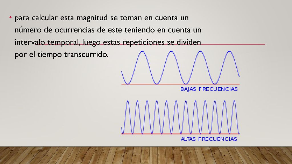para calcular esta magnitud se toman en cuenta un número de ocurrencias de este teniendo en cuenta un intervalo temporal, luego estas repeticiones se dividen por el tiempo transcurrido.