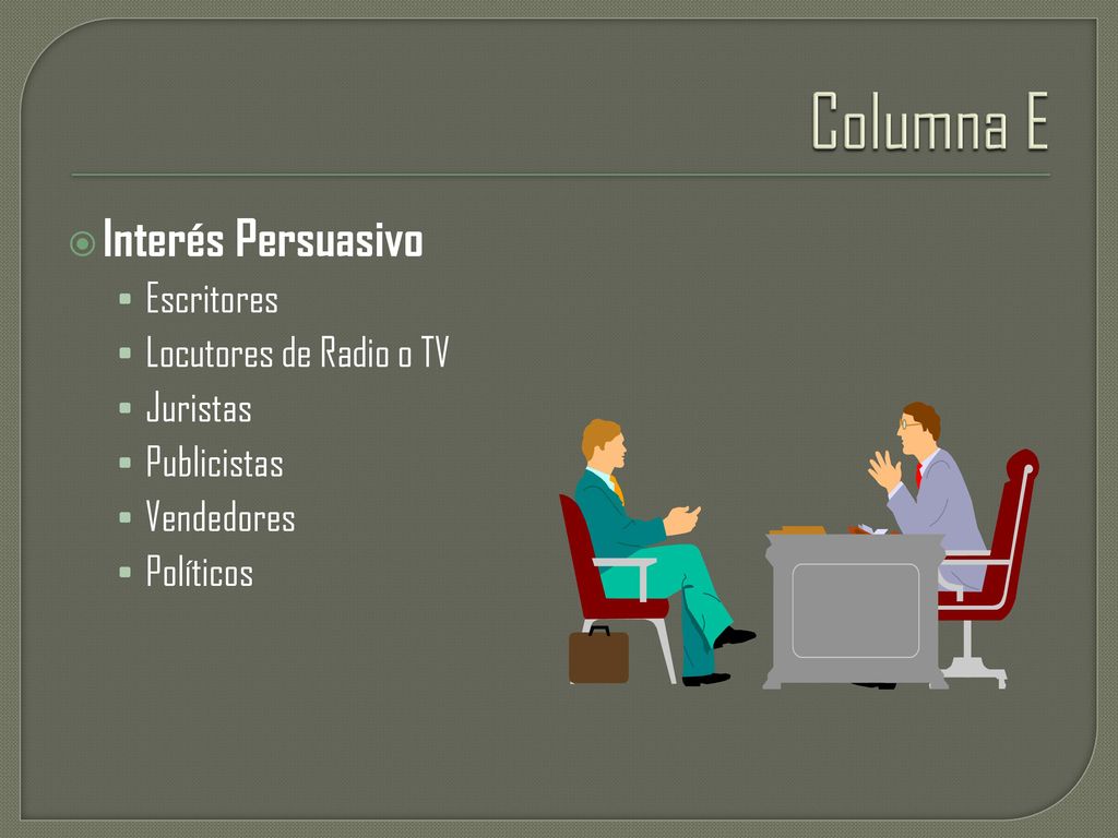 Columna E Interés Persuasivo Escritores Locutores de Radio o TV