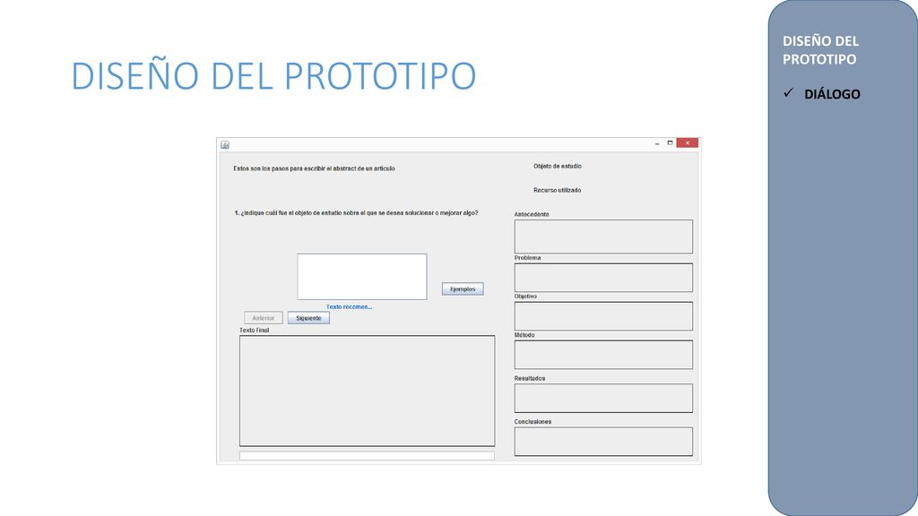 DISEÑO DEL PROTOTIPO DIÁLOGO DISEÑO DEL PROTOTIPO