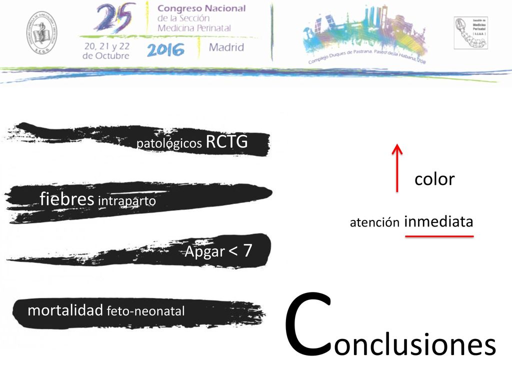 Conclusiones color fiebres intraparto Apgar < 7